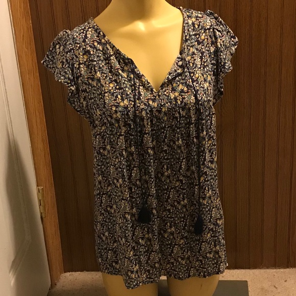 Maurices  navy blue/yellow/pink Top - Picture 2 of 6